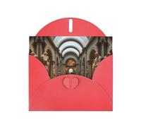 YYHHAOFA Red Greeting Card The Metropolitan Museum of Art in New York Picture for Christmas, Children's Birthday, Valentine's Day, and Party Invitation