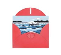 YYHHAOFA Red Greeting Card Waves lapping at the rocks Picture for Christmas, Children's Birthday, Valentine's Day, and Party Invitation