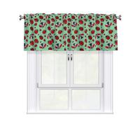 YYHHAOFA Red Ladybugs On A Blue Background Prints 54x18in Curtain Valance - Durable Peach Skin Polyester Kitchen Layer with Light Filtering Floral & 3" Rod Pocket