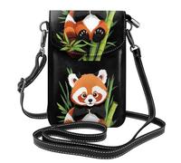 YYHHAOFA Red Panda In Bamboo Forest Pattern Small Leather Women'S Crossbody Flip Phone Bag, Waterproof And Durable