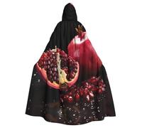 YYHHAOFA Red Pomegranate Printed Halloween Adult Hooded Cloak is a super large, comfortable, and durable cloak