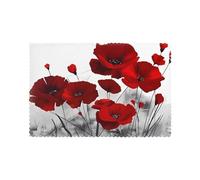 YYHHAOFA Red Poppy Flower Prints Durable Table Layers - Heat Resistant Place Mat Covers, 6-Piece Set with Printed Designs for Dining