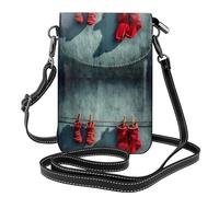 YYHHAOFA Red Socks On A Clothesline Pattern Small Leather Women'S Crossbody Flip Phone Bag, Waterproof And Durable