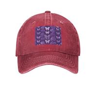 YYHHAOFA Red Washed Denim Baseball Cap Hat Purple Butterflies Printing Adjustable Strap, Cotton Classic for Men & Women