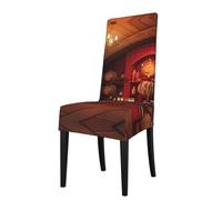 YYHHAOFA Red Wine Cellar Printed dining chair cover is easy to disassemble and made of high resilience fabric that is wear-resistant