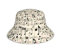 YYHHAOFA Reflective Bucket Hat Musical Theme Music Clefs Pattern for Men and Women - Lightweight, Breathable, Foldable Black