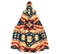 YYHHAOFA Retro American Pattern Printed Adult Hooded Cloak is a super large, comfortable, and durable Halloween hooded poncho
