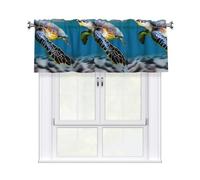 YYHHAOFA Returnees are swimming Pattern curtain with short pole, 54x18in for kitchen, bathroom, laundry room, and studio windows, featuring a light filtering