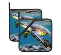 YYHHAOFA Returnees are swimming Pattern Square pot mat two-piece set, insulated, thickened, waterproof, easy to clean