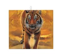YYHHAOFA Rising Sun Tiger Prints Kitchen Drying Mat - Absorbent Dish Throw for Countertops, Quick-Dry Non-Slip Layer with Stylish Prints, for New Homes