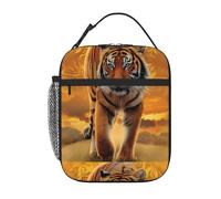 YYHHAOFA Rising Sun Tiger Prints Portable Handheld Insulated Lunch Bag Suitable for Students to Work and Travel