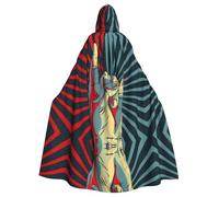 YYHHAOFA Rock And Roll Printing Halloween Adult Hooded Cape Cloak For Role-Playing, Stage Costumes, Parties Easy Care