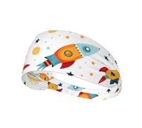 YYHHAOFA Rocket Clipart Space Ship Pattern Sports Headband for Women Sweat Proof Bandeau Summer Elastic Band