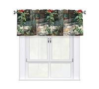 YYHHAOFA Roses in the Courtyard Pattern curtain with short pole, 54x18in for kitchen, bathroom, laundry room, and studio windows, featuring a light filtering