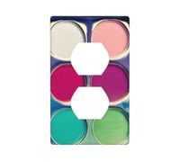 YYHHAOFA Round Color Palette Pattern Double Socket Wall Panel Electrical Socket Cover Plate Shatter Decoration Durable 4.5x2.76in