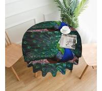 YYHHAOFA Round Decorative Tablecloth - 60 in Beautiful peacock Pattern Soft Wrinkle-Resistant for Dining Tables and Parties
