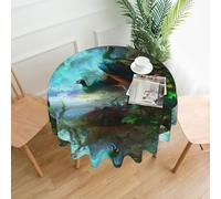 YYHHAOFA Round Decorative Tablecloth - 60 in Colorful Peacock Pattern Soft Wrinkle-Resistant for Dining Tables and Parties