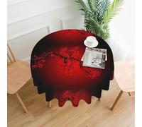 YYHHAOFA Round Decorative Tablecloth - 60 in Red Cherry Blossom Pattern Soft Wrinkle-Resistant for Dining Tables and Parties