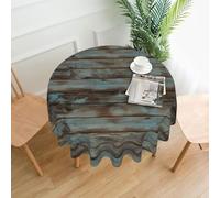 YYHHAOFA Round Decorative Tablecloth - 60 in Rustic Old Barn Wood Pattern Soft Wrinkle-Resistant for Dining Tables and Parties