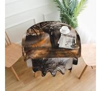YYHHAOFA Round Decorative Tablecloth - 60 in Tropical African Elephant Pattern Soft Wrinkle-Resistant for Dining Tables and Parties