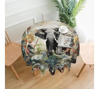 YYHHAOFA Round Decorative Tablecloth 60in Elephants in the Forest Picture for Indoor and Outdoor Use on Round Tables Like Coffee Tables, Dining Tables, and Farm Tables