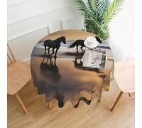 YYHHAOFA Round Decorative Tablecloth 60in Horses on The Beach Picture for Indoor and Outdoor Use on Round Tables Like Coffee Tables, Dining Tables, and Farm Tables