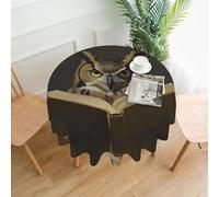 YYHHAOFA Round Decorative Tablecloth 60in Owl reading a book Picture for Indoor and Outdoor Use on Round Tables Like Coffee Tables, Dining Tables, and Farm Tables