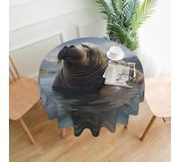 YYHHAOFA Round Decorative Tablecloth 60in Walrus Picture for Indoor and Outdoor Use on Round Tables Like Coffee Tables, Dining Tables, and Farm Tables