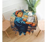 YYHHAOFA Round Decorative Tablecloth 60in We Can Do It Picture for Indoor and Outdoor Use on Round Tables Like Coffee Tables, Dining Tables, and Farm Tables
