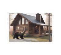 YYHHAOFA Rustic Lodge Bear Pattern Durable placemat, waterproof, easy to clean, heat-resistant, anti slip placemat set