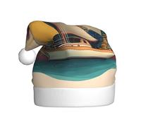 YYHHAOFA Sailboat near the island Printed Christmas Hat for Adult Soft and Fluffy Brim, Lightweight Comfort
