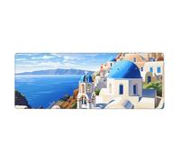 YYHHAOFA Santorini Greek Island sea View Pattern Extra Large Mouse pad Mousepad Computer Office Gaming Keyboard Thickened Version 12x31.5in