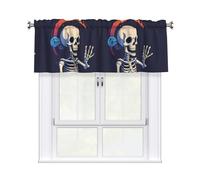 YYHHAOFA Saying Hello Skeleton Prints Cozy Kitchen Window Layer - 54x18 Inch Peach Skin Valance for a Brighter Home