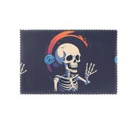 YYHHAOFA Saying Hello Skeleton Prints Placemats Set of 6 12x18in - Create Cozy Table Settings for Everyday Moments & Special Gatherings