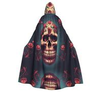 YYHHAOFA Scary Skull Printed Halloween Adult Hooded Cloak is a super large, comfortable, and durable cloak