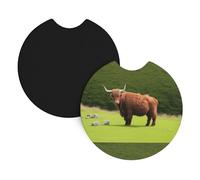 YYHHAOFA Scottish Highland Cow Prints Car Coaster Set of 2 Waterproof, Quick Drying, Odorless for Most Cars, Trucks, SUVs