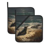 YYHHAOFA Sea Lions on The Coast Printed Square Insulated Pot Holder Set of 2 8x8 in for Kitchen Heat Uncovering and Serving Dishes
