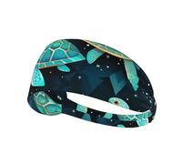 YYHHAOFA sea Turtles Diamond Pattern Sports Headband for Women Sweat Proof Bandeau Summer Elastic Band