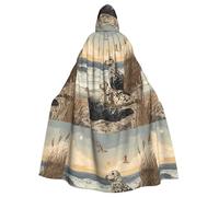 YYHHAOFA Seals Along The Coast Pattern Halloween Adult Hooded Cape Men'S And Women'S Clothing Mantle Role-Playing