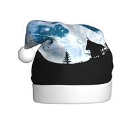 YYHHAOFA Shadows on the Moon Printed Christmas Hat for Adult Soft and Fluffy Brim, Lightweight Comfort