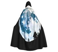 YYHHAOFA Shadows on the Moon Printed Halloween Adult Hooded Cloak is a super large, comfortable, and durable cloak
