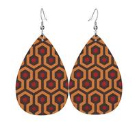 YYHHAOFA Shining Overlook Prints Teardrop Leather Earrings - Lightweight Dangles with Silver-Plated Hooks, Vivid Color & Rust-Resistant Design for Parties & Gifts