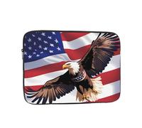 YYHHAOFA Shockproof Portable Laptop Sleeve Bag 10 inch - for Men and Women Business Travel, School, and Office Use USA Patriotic Eagle with American Flag Picture