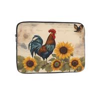 YYHHAOFA Shockproof Portable Laptop Sleeve Bag 10 inch - for Men and Women Business Travel, School, and Office Use Vintage Sunflower Rooster Picture