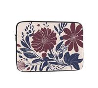 YYHHAOFA Shockproof Portable Laptop Sleeve Bag 10 inch - for Men and Women Business Travel, School, and Office Use Maroon and Navy Flowers Picture