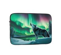YYHHAOFA Shockproof Portable Laptop Sleeve Bag 10 inch - for Men and Women Business Travel, School, and Office Use Wolves Howl in The Northern Lights Picture