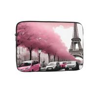 YYHHAOFA Shockproof Portable Laptop Sleeve Bag 13 inch - for Men and Women Business Travel, School, and Office Use Paris Street Eiffel Tower Pink Floral Picture