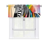 YYHHAOFA Short Curtains with Valance Rod 54x18in Colorful Rainbow Zebra Picture for Kitchen, Bathroom, bedroom, Studio, Fits Most Standard or Decorative Curtain Rods