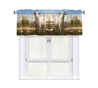 YYHHAOFA Short Curtains with Valance Rod 54x18in Farm Animal Goat Picture for Kitchen, Bathroom, bedroom, Studio, Fits Most Standard or Decorative Curtain Rods