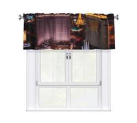 YYHHAOFA Short Curtains with Valance Rod 54x18in Las Vegas Night City Picture for Kitchen, Bathroom, bedroom, Studio, Fits Most Standard or Decorative Curtain Rods